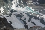 Cliquez ici pour agrandir l'image de la fraction nord du glacier du Montet développant au front son lac proglaciaire (Vanoise, Savoie, 8 août 2018)
